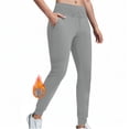thumbnail image 2 of YDFCWXW Womens Fleece Lined Athletic Joggers High Waisted Winter Warm Thermal Sweatpants Workout Lounge Yoga Pants with Pockets Light Gray, L, 2 of 9