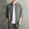thumbnail image 2 of Mens Button Down Shirt Mens Shirts Suede Shirt Men Short Sleeve Bodysuit Denim Shirts Long Sleeve Men A Colla Short 70s T Top Large Long Fashion Green M, 2 of 3