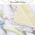 thumbnail image 3 of Ruffle Floral Blue Yellow Grey Stripe Reversible Cotton Twin Quilt Bedding Set, 3 of 6