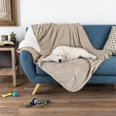 Petmaker 80-PET6076 Waterproof Pet Blanket with Soft Plush Throw Protects Couch & Chair, Tan