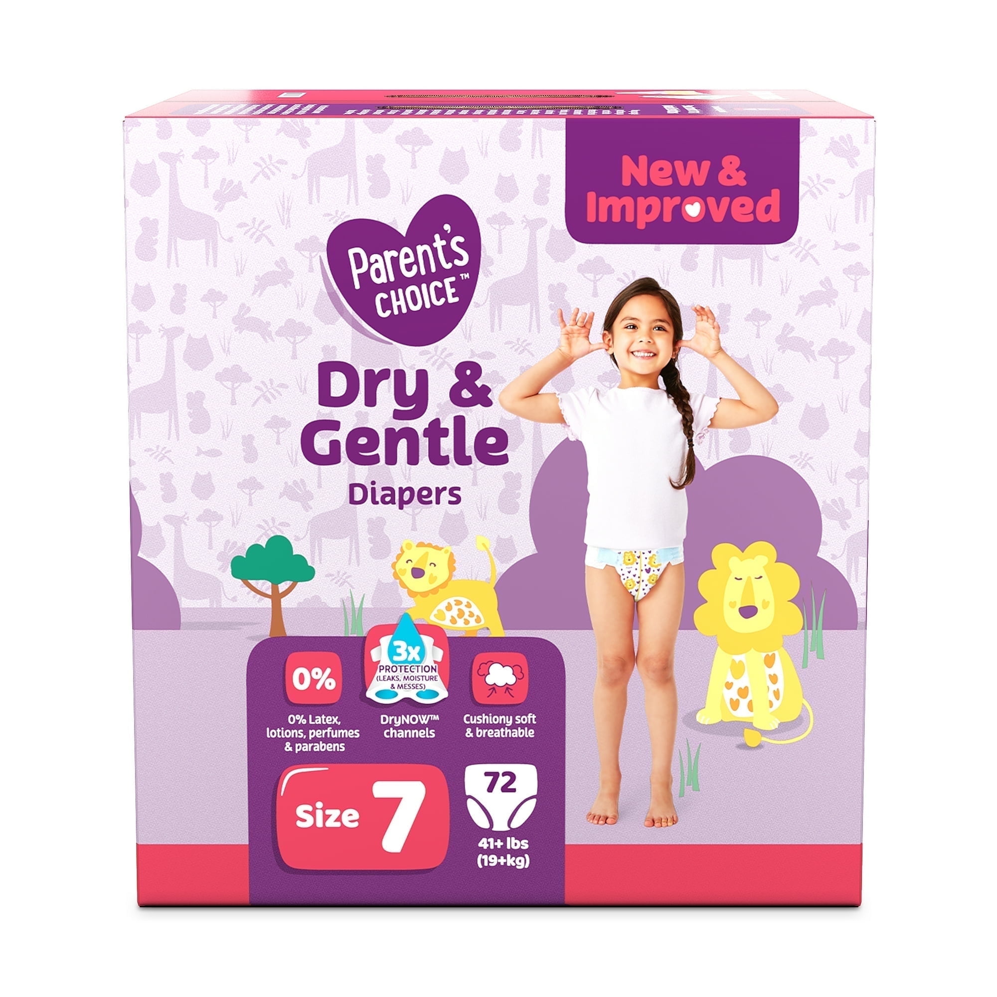 Dry and Gentle Diapers Size 7, 72 Count