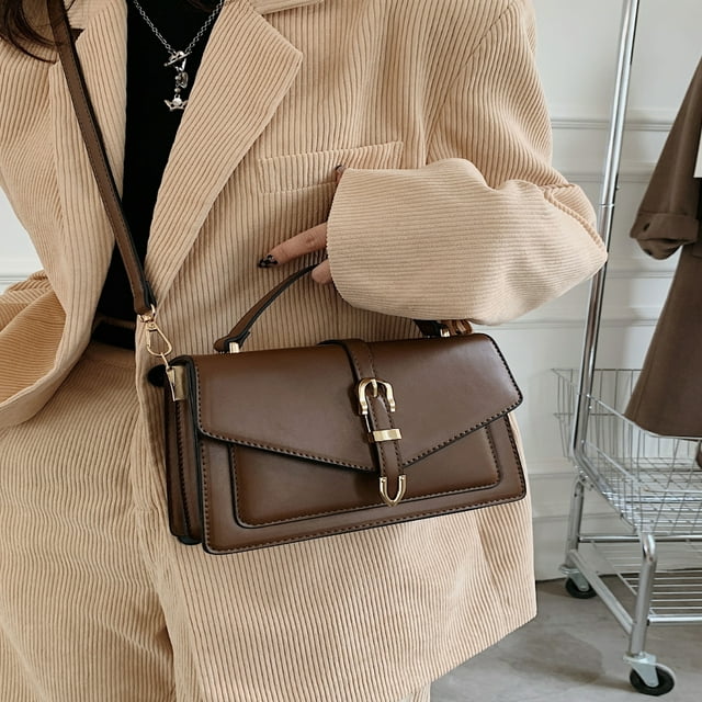 LNGOOR Buckle Decor Crocodile Embossed Square Bag