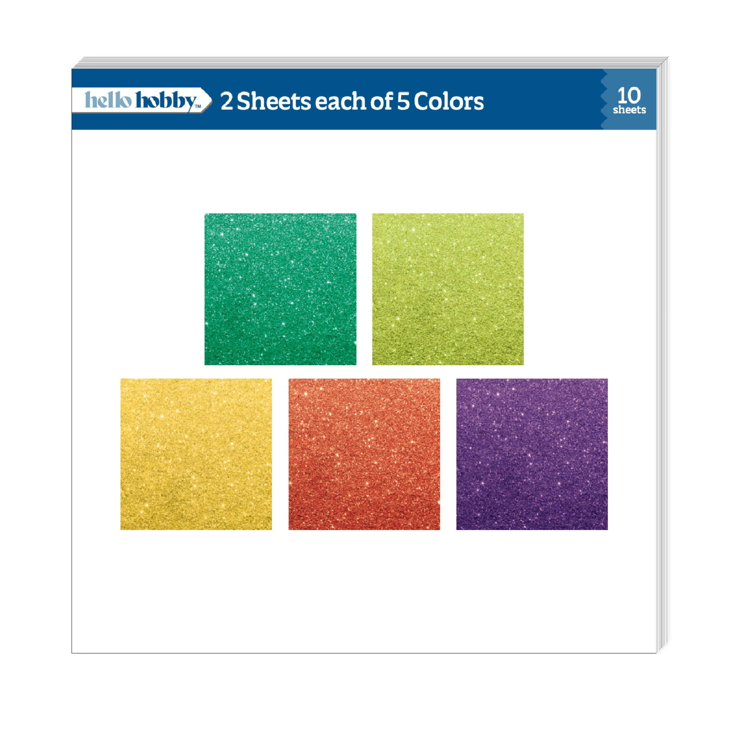 Hello Hobby 12x12 Glitter Cardstock in Various Colors - 10 Sheets