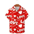 thumbnail image 2 of WREESH Men's Happy Valentine's Day Printed Shirt Button Up Shirts Short Sleeve Hawaiian Shirt Summer Tops Multicolor, 2 of 5