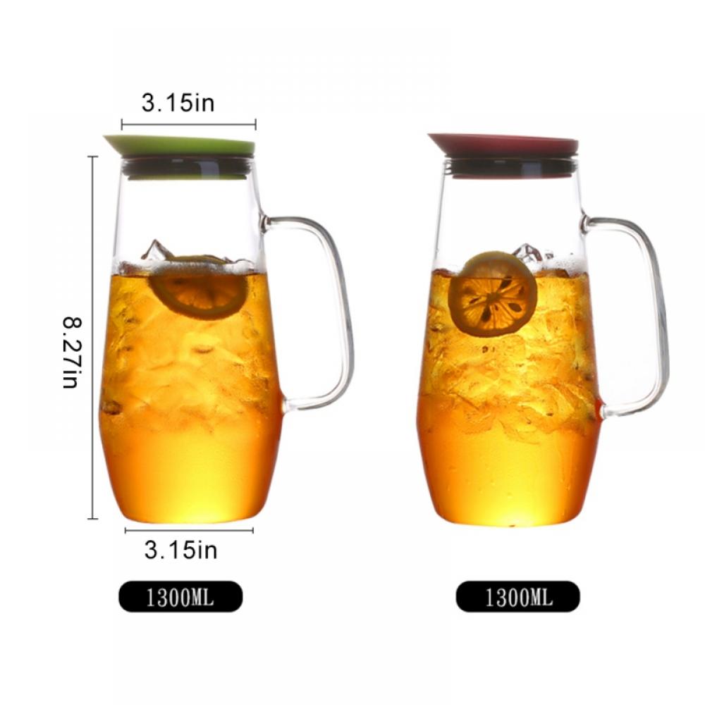 TINKER Glass Carafes Pitcher with Lid, Mix Drinks Water Jug, Hot/Cold