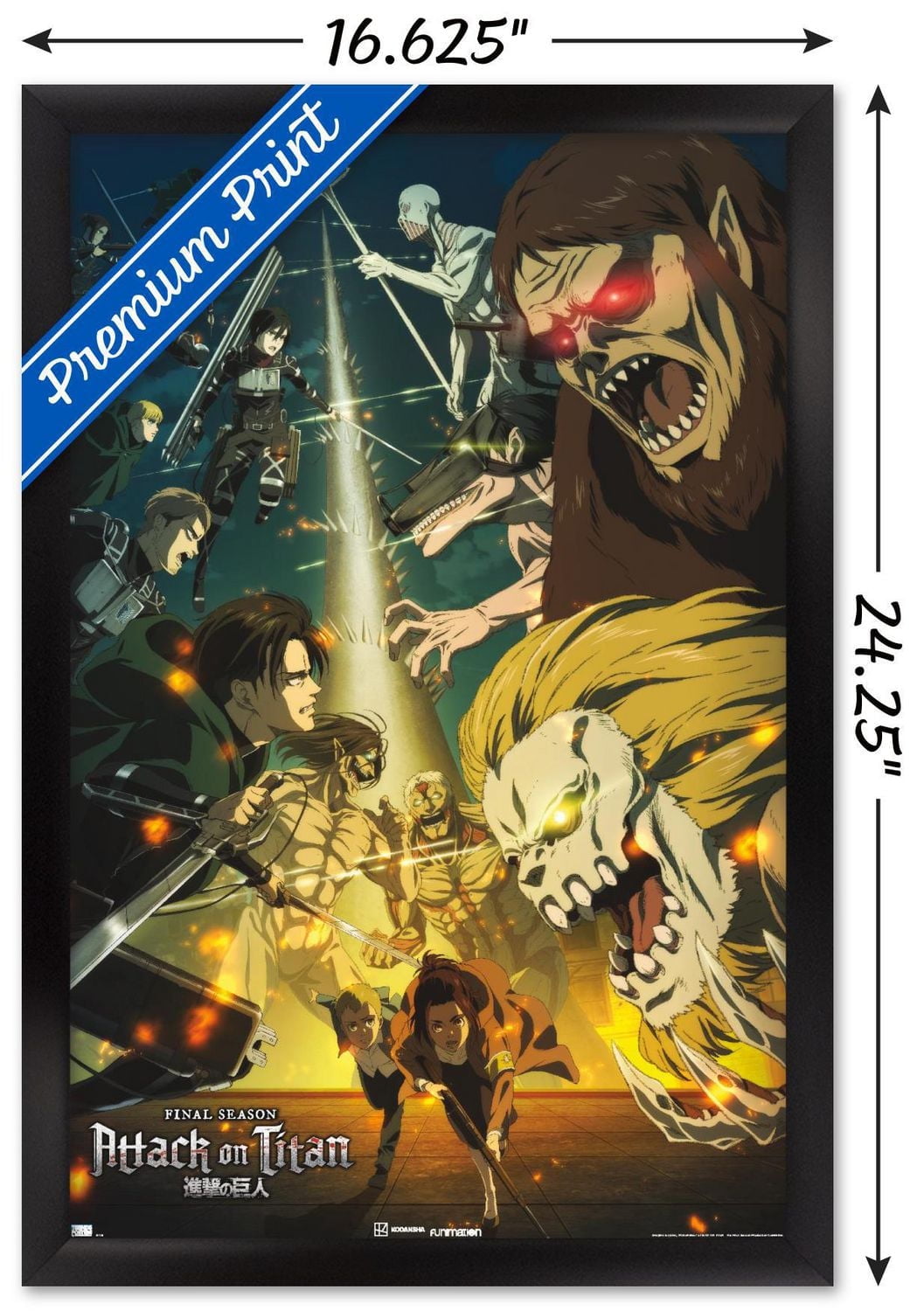 Attack on Titan: Season 4 - Key Visual 3 Wall Poster with Magnetic Frame, 22.375" x 34"