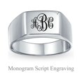 thumbnail image 5 of Bling Jewelry Womens Mens Silver Ring:  Wide Rectangle Monogram Signet .925 Sterling Silver, 5 of 7