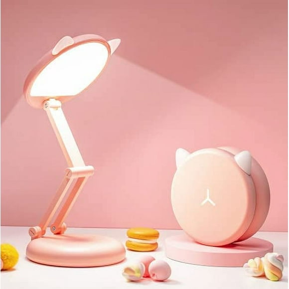 Cute Desk Lamp, LED Desk Lamps for Home Office, Pink Desk Lamp + 8 Brightness, Kids Desk Lamp Portable Small Desk Lamp, Rechargeable Desk Lamps Office Touch Control, Led Desk Lamp