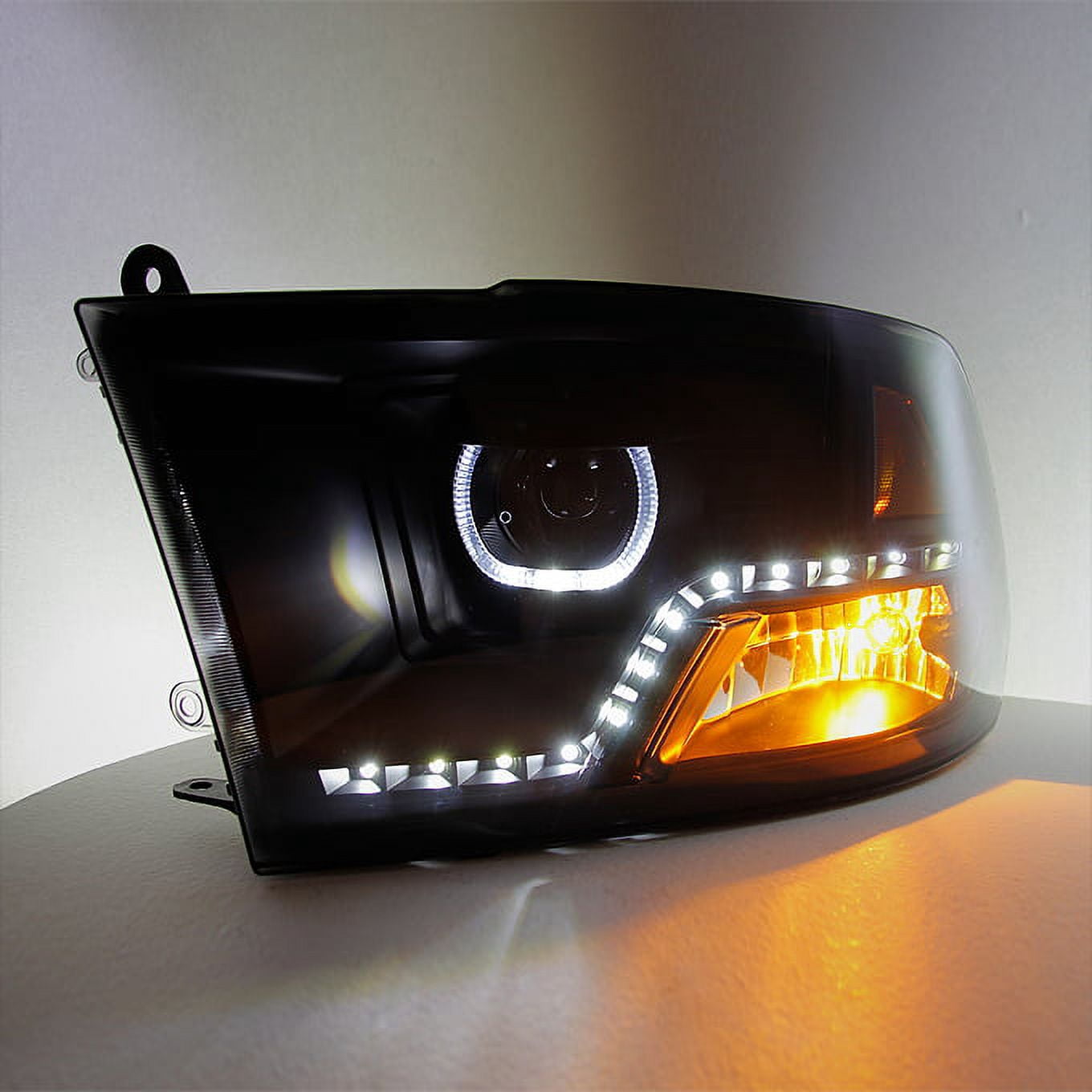AKKON - For 2009-2018 Dodge Ram 1500 2500 3500 LED Projector Angel Eye Black Smoke Headlights Headlamps