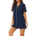 thumbnail image 4 of INSPIRE CHIC Women's Mother's Day Button Down Nightshirt Pajamas Dress Short Sleeves Summer Lounge Nightgowns M Blue, 4 of 6