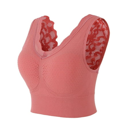 

wendunide sports bras for women Women Thread French Beautiful Back Lace Solid Color Sports Bra Bra Watermelon red One Size