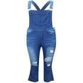 thumbnail image 3 of Women Casual Loose Long Denim Overalls Bib Distressed Ripped Jeans Jumpsuit, 3 of 6