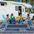 thumbnail image 6 of Hasoo 9' x 12' Blue Outdoor Rug Plastic Straw Border Carpet Waterproof PP Tube Woven Portable Mat for Patio Decor, Balcony, Picnic, 6 of 6