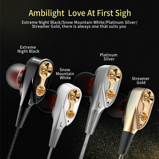 QKZ CK8 Earphone Double Unit 3.5mm In Ear Drive 3.5mm In Ear Headset Dual-Dynamic HiFi Wired Gaming Music Microphone Earbuds