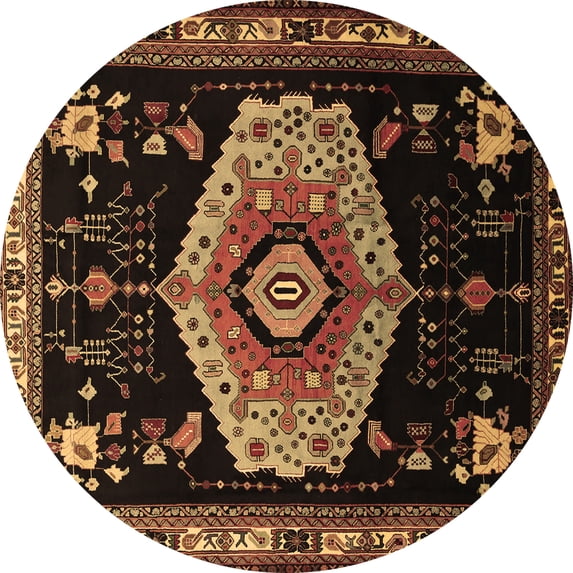 Ahgly Company Indoor Round Persian Brown Traditional Area Rugs, 4' Round