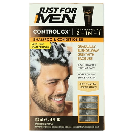 Just For Men Control GX Gray Reduction 2-in-1Shampoo Plus Conditioner, 4 fl oz