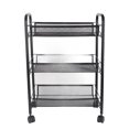 thumbnail image 1 of Estante de almacenamiento de metal con ruedas, carrito móvil de acero inoxidable para baño, cocina, verduras, color negro, 3 capas, 1 of 8