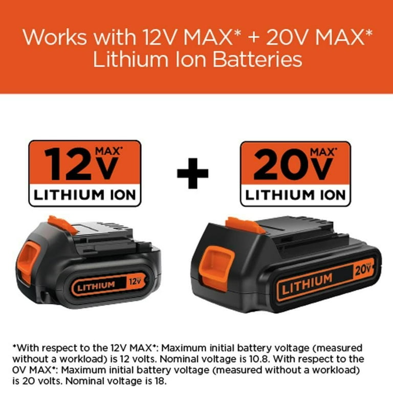 BLACK+DECKER 12-20V MAX Lithium Fast Charger, BDCAC202B