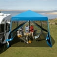 thumbnail image 4 of 10x10Ft Patio Outdoor Instant Pop-up Canopy Slant Leg Mesh Tent Folding Blue, 4 of 10