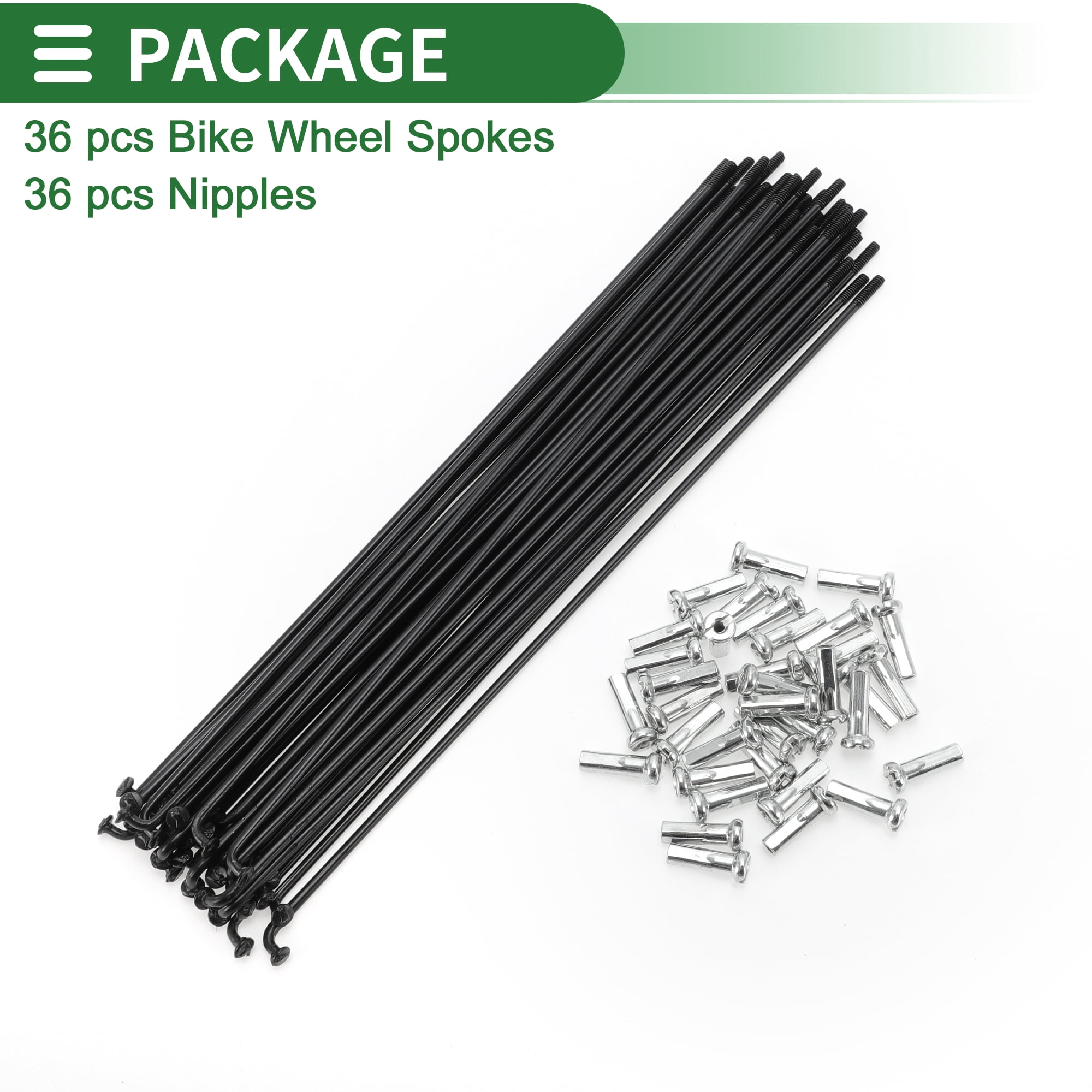 Unique Bargains 36Pcs Universal Bike Wheel Spokes 14G Carbon Steel Black 6.42"