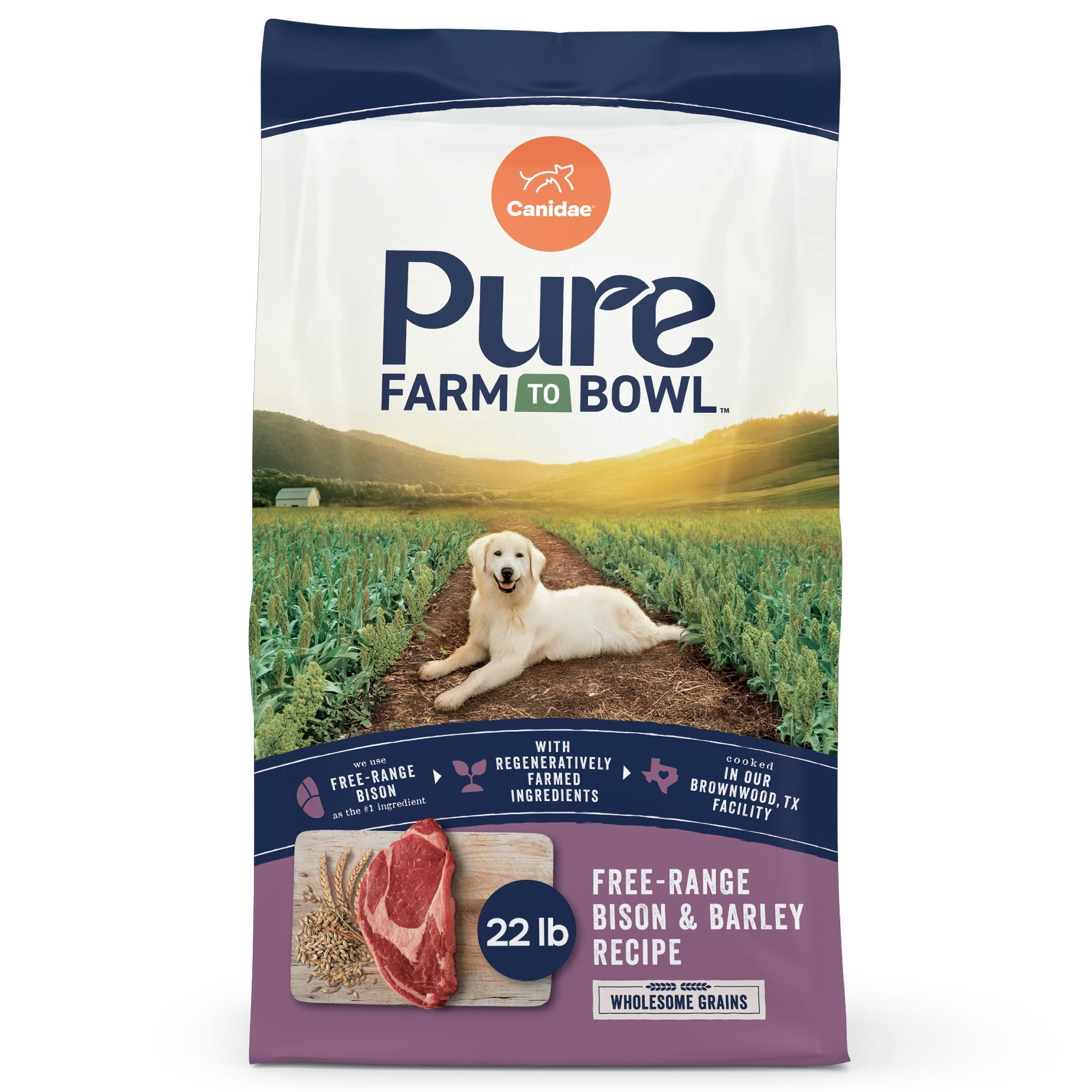 Canidae Pure Farm To Bowl Free-Range Bison & Barley Recipe Dog Food, 22 lbs.