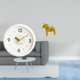 thumbnail image 2 of Reloj de pared redondo contemporáneo con números y escultura de caballo Dala sueco para decoración de estanterías, oficinas, salas de estudio, 2 of 8
