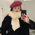 thumbnail image 1 of Bufanda cálida para mujer, de lana de punto que combina con todo, para parejas, en otoño e invierno, gruesa, para estudiantes, de color liso, a la moda, 1 of 6