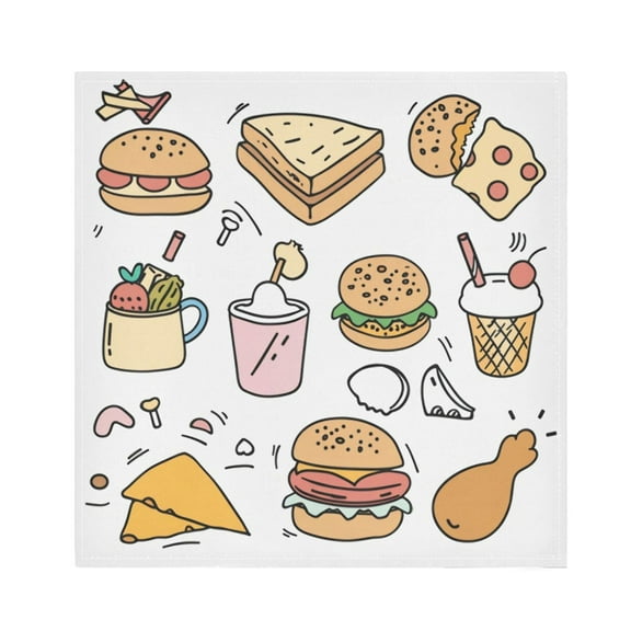 Napkin Satin Napkin 20*20Inchx1 Kitchen Towel Dinner Plate Towel Decorative Towel Napkin Tea Towel Suitable For Kitchen Table Hamburger Fried Chicken