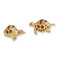 thumbnail image 2 of 14k Yellow Gold Brown Enamel Turtle Post Earrings, 2 of 7