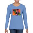thumbnail image 1 of Cute Smiling Neon Pitbull Dog Breed Dog Lover Womens Graphic Long Sleeve T-Shirt, Light Blue, Large, 1 of 3