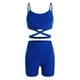thumbnail image 2 of Gibobby Conjuntos de chándal Conjuntos de entrenamiento de 2 piezas para mujer Strappy Crop Top Cintura alta Scrunch Shorts Trajes de yoga(Azul, XL), 2 of 5
