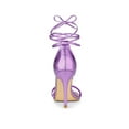 thumbnail image 2 of BLISSFUL STEP Style Lace Up Open Toe Stiletto Heeled Sandals for Women Taro Purple 7.5, 2 of 7