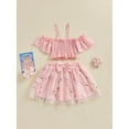 thumbnail image 2 of Bagilaanoe 2Pcs Toddler Baby Girls Summer Clothes Short Sleeve Crop Tops + Tulle Tutu Skirt 12M 18M 24M 3T 4T 5T Kids Casual Skirt Set, 2 of 9