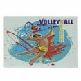 thumbnail image 1 of Beach Cutting Board, Vector Illustration of a Man Serving an Overhead Ball in Beach Volley Print, Decorative Tempered Glass Cutting and Serving Board, Small Size, Sky Blue Red, by Ambesonne, 1 of 1