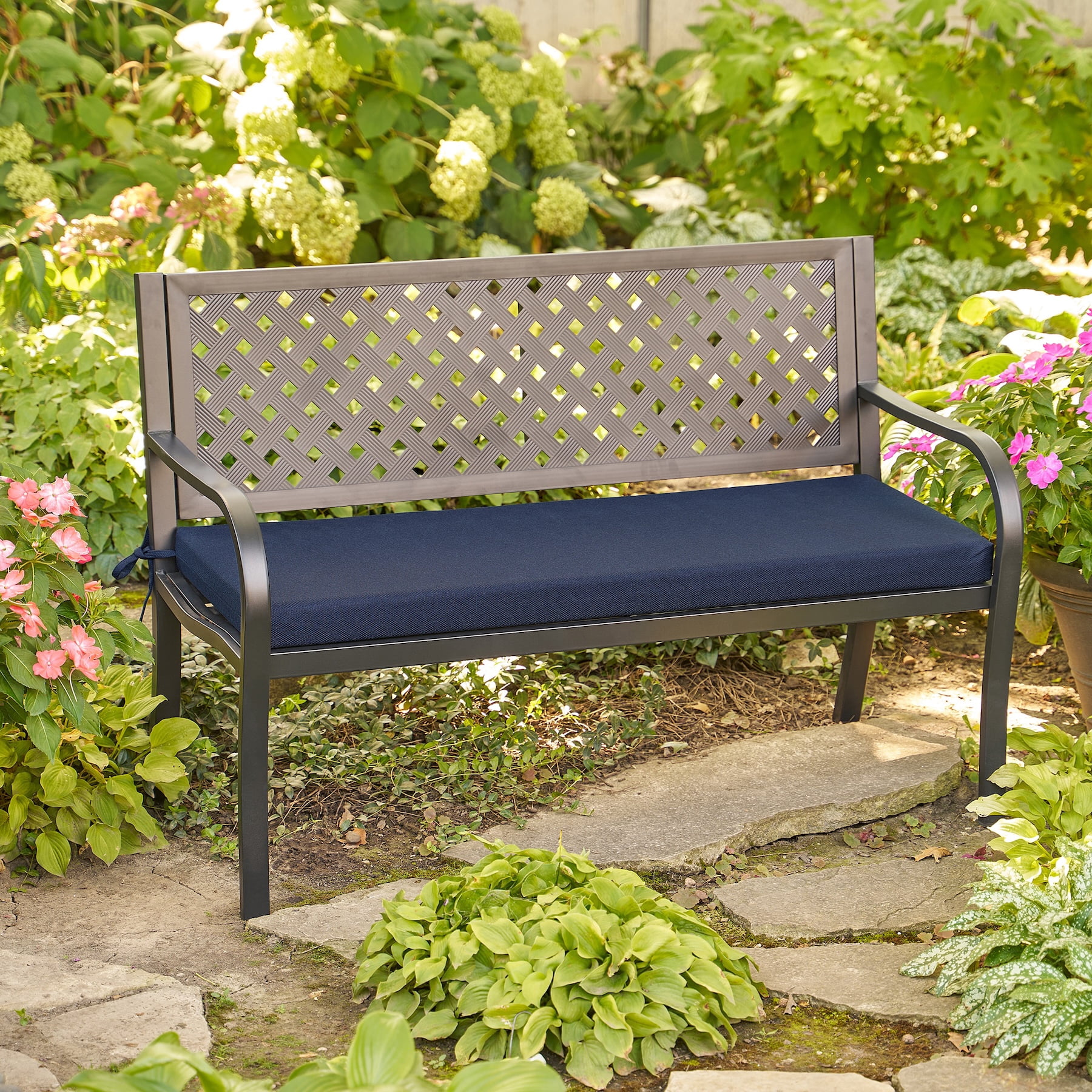 Better Homes & Gardens 48" x 18" Premium Outdoor Bench Seat Cushion, 1-Piece, Navy