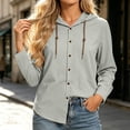 thumbnail image 7 of Ynynloco Women's 100%Cotton Hoodie Long Sleeve Jacket Button Drawstring Blouse Tops Casual Fall Winter Shirts, 7 of 7