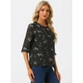 thumbnail image 2 of INSPIRE CHIC Women's Floral Print Chiffon Ruffle 3/4 Sleeve Flowy Blouse, 2 of 6