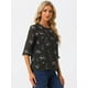 thumbnail image 2 of BluElegante Casual De GaCon Estampado Floral De Man3/4 Con Volantes PaMujer Negro XXL, 2 of 5