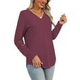 thumbnail image 5 of TEMOFON Long Sleeve Shirts for Women Blouses Casual Long Sleeve V Neck Fall Shirts Tunic Tops Womens Clothes Sweatshirts Pullover Lace Sleeve T Shirts, 5 of 8