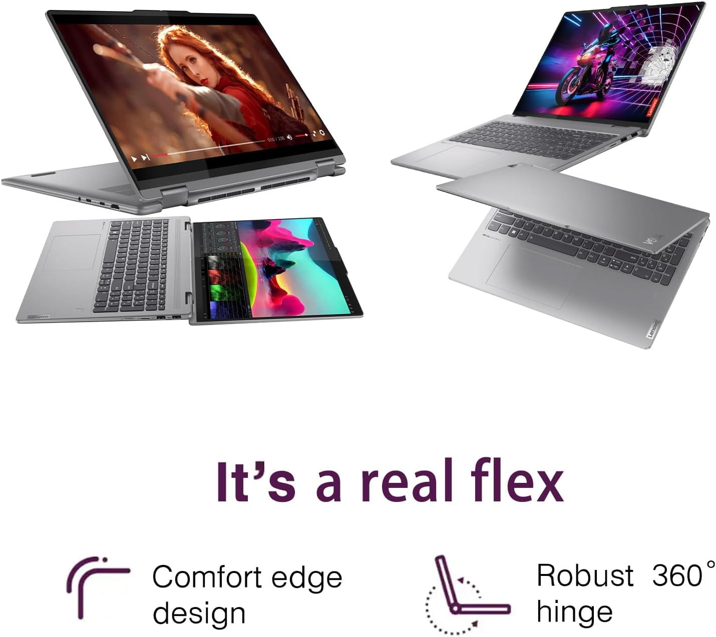 Lenovo Yoga 7 2-in-1 16" 2K Touchscreen Laptop - AMD Ryzen 7 8840HS, Windows 11 Pro, Fingerprint, Backlit Keyboard (16GB LPDDR5X RAM | 1TB SSD)
