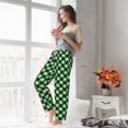 thumbnail image 4 of Uemuo Green Argyle Plaid Pattern Women's Wide Leg Palazzo Lounge Pants with Pockets Light Weight Loose Comfy Casual Pajama Pants-X-Large, 4 of 9