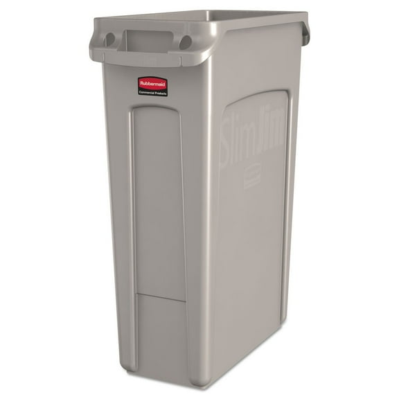 Rubbermaid Commercial Products Slim Jim Wastebasket, Plastic, Beige