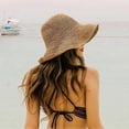 thumbnail image 1 of Sombreros de sol para mujer, sombrero de playa de verano de ala ancha para mujer, sombrero de paja de viaje plegable para mujer, 1 of 3