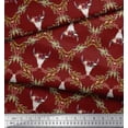 thumbnail image 2 of Soimoi Red Cotton Jersey Fabric Floral & Cow Skull Head Damask Print Fabric by the Yard 58 Inch Wide, 2 of 3
