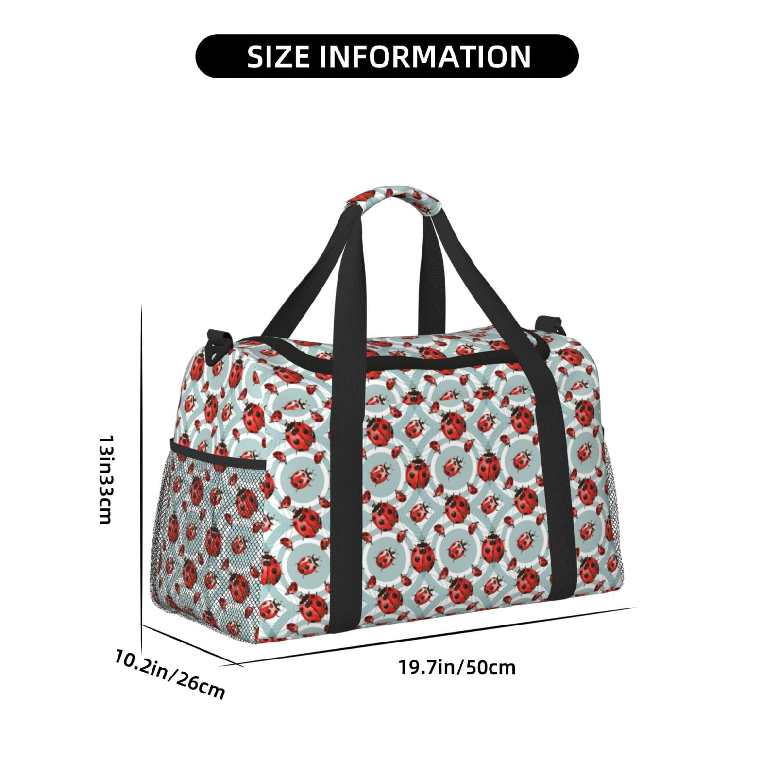 Fuzoiu Insects Print Travel Duffle Bag,Carry On Tote Bags,Duffel Bag,Sport Gym Bag, Hospital Bag for Labor and Delivery, Overnight Bag,Luggage Bag