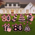 thumbnail image 1 of Letreros de jardín ComboJoy para 80 cumpleaños, 7 unidades, LED, color negro y rosa, 1 of 7
