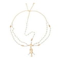 thumbnail image 3 of Unique Bargains 1 Pc Headpiece Faux Diamond Wooden Beads Head Chain Gold Tone, 3 of 5