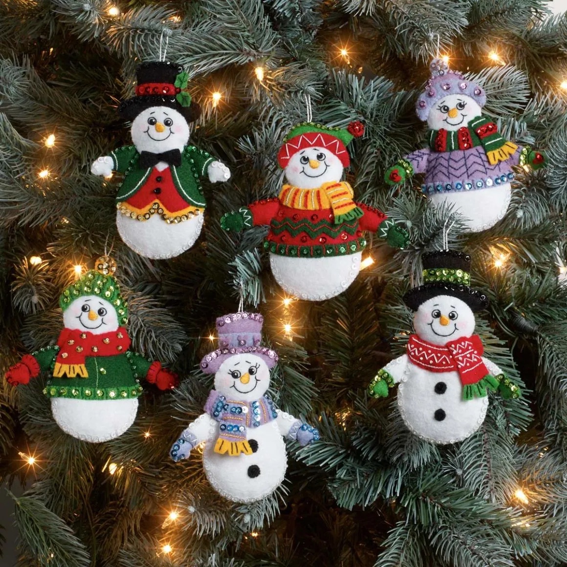 Bucilla Snow Much Fun 6 Count Felt Applique Ornament Kit, 5.5 x 5.5 in