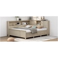 thumbnail image 5 of Full Size Wood Daybed with Storage Shelves and 3 Drawers, Farmhouse Style Bed Frame with Sliding Doors, Antique White Finish, 5 of 10