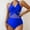 Blue, variant on Fnooota Swimsuits for Women, V Neck High Waisted One Piece Swimwear Bathing Suits Navy Size 2XL